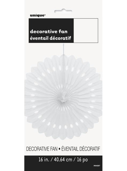 Abanico de papel decorativo color blanco - Línea Colores Básicos - Unique | Funidelia