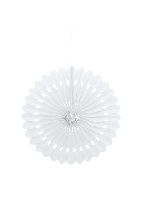 Abanico de papel decorativo color blanco - Línea Colores Básicos - Unique | Funidelia