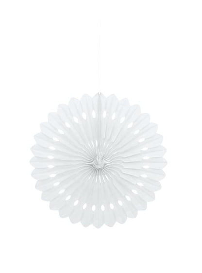Abanico de papel decorativo color blanco - Línea Colores Básicos - Unique | Funidelia