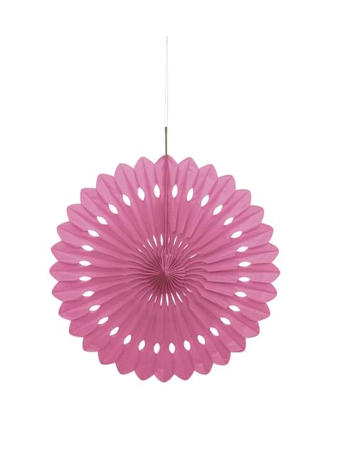 Abanico de papel decorativo color rosa- Línea Colores Básicos - Unique | Funidelia