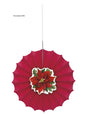 Abanico de papel decorativo con flor de pascua elegante - Holly Poinsettia - Unique | Funidelia
