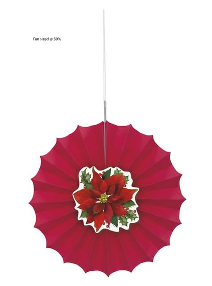 Abanico de papel decorativo con flor de pascua elegante - Holly Poinsettia - Unique | Funidelia