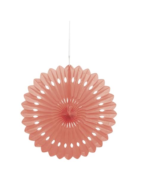Abanico de papel decorativo coral - Línea Colores Básicos - Unique | Funidelia