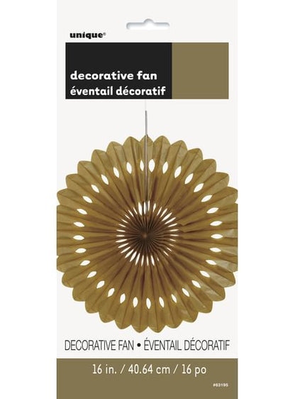 Abanico de papel decorativo dorado - Línea Colores Básicos - Unique | Funidelia
