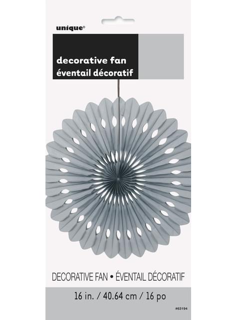 Abanico de papel decorativo plateado - Línea Colores Básicos - Unique | Funidelia