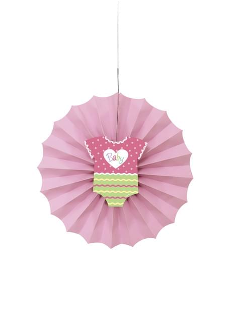 Abanico de papel decorativo rosa - Baby Shower - Unique | Funidelia