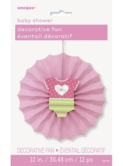 Abanico de papel decorativo rosa - Baby Shower - Unique | Funidelia