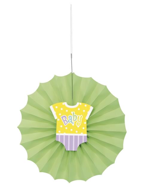 Abanico de papel decorativo verde - Baby Shower - Unique | Funidelia