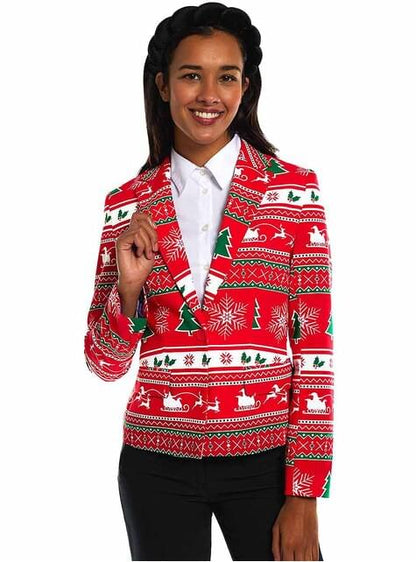 Americana navideña roja para mujer - Opposuits - Opposuits | Funidelia