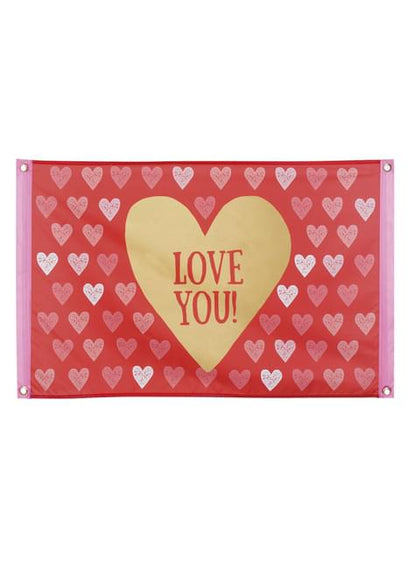 Bandera de tela con corazones - Love You - Boland | Funidelia
