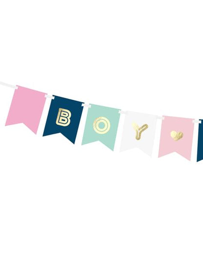 Banderín “Boy or Girl“ en tonos pastel - Partydeco | Funidelia