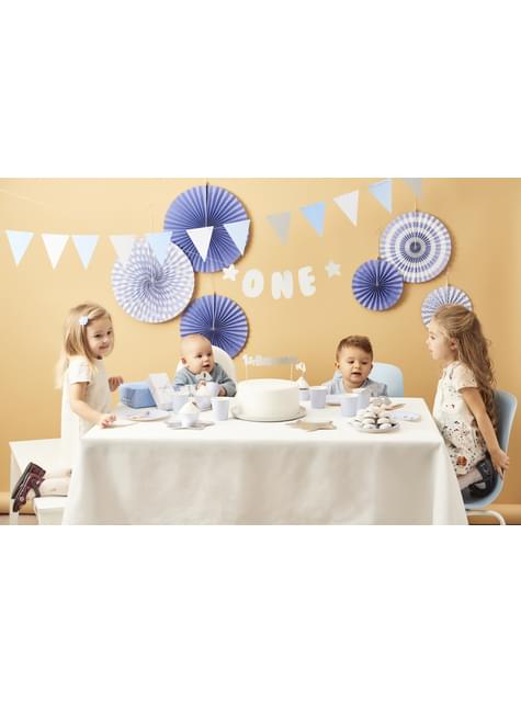 Banderín estampado de lunares azules de papel - Blue 1st Birthday - Partydeco | Funidelia