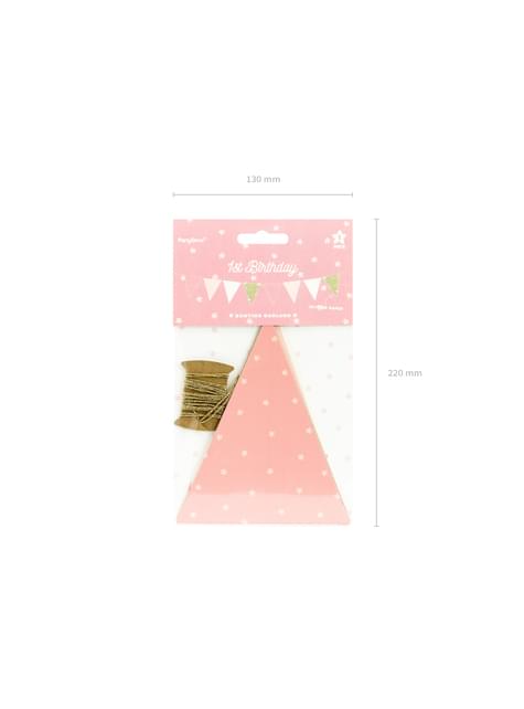 Banderín estampado de lunares rosa de papel - Pink 1st Birthday