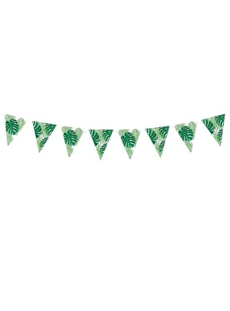 Banderín estampado hojas verdes de papel - Aloha - Partydeco | Funidelia