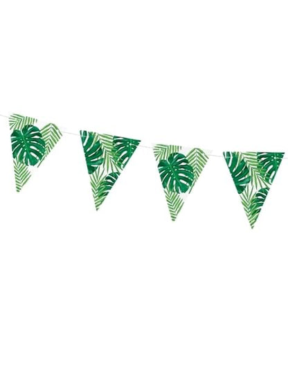 Banderín estampado hojas verdes de papel - Aloha - Partydeco | Funidelia