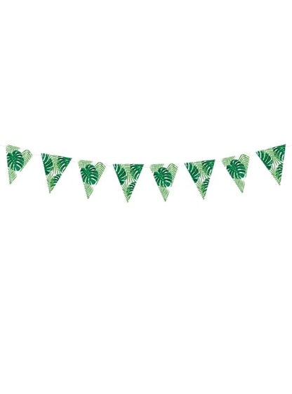 Banderín estampado hojas verdes de papel - Aloha - Partydeco | Funidelia