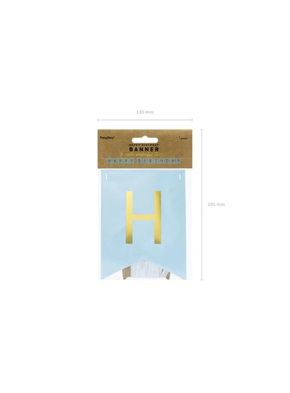 Banderín “Happy Birthday“ azul pastel - Touch of Gold