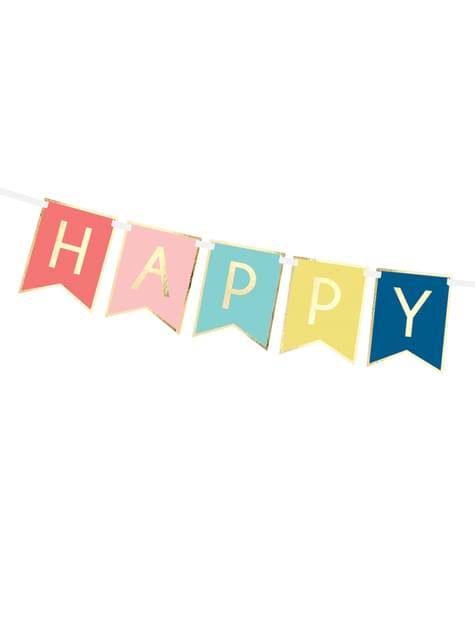 Banderín “Happy Birthday“ colores alegres