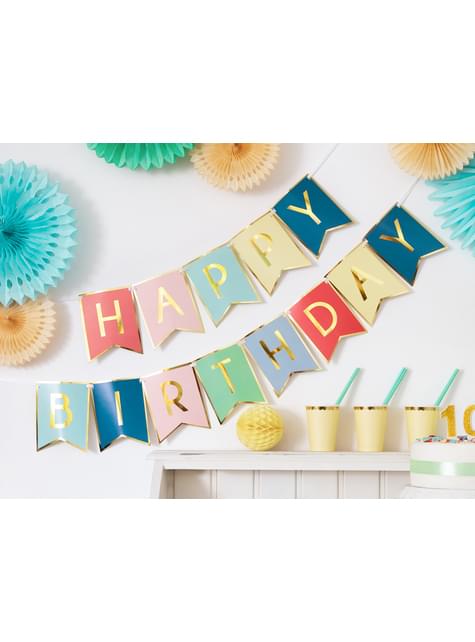 Banderín “Happy Birthday“ colores alegres