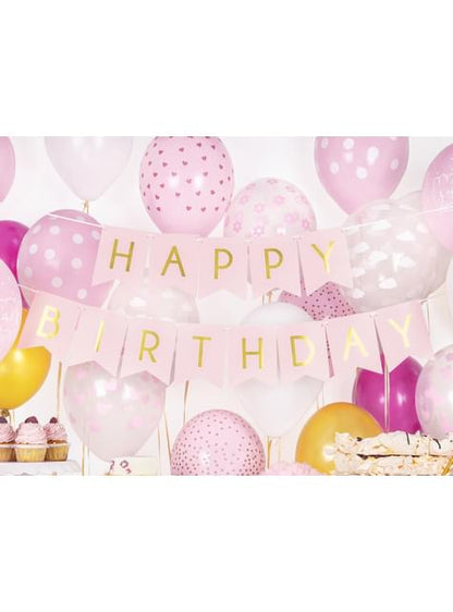Banderín “Happy Birthday“ rosa pastel - Touch of Gold