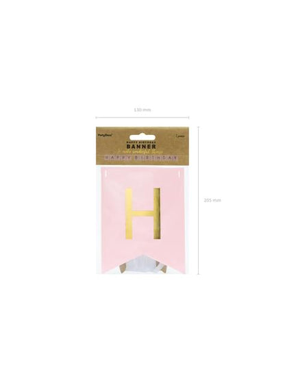 Banderín “Happy Birthday“ rosa pastel - Touch of Gold