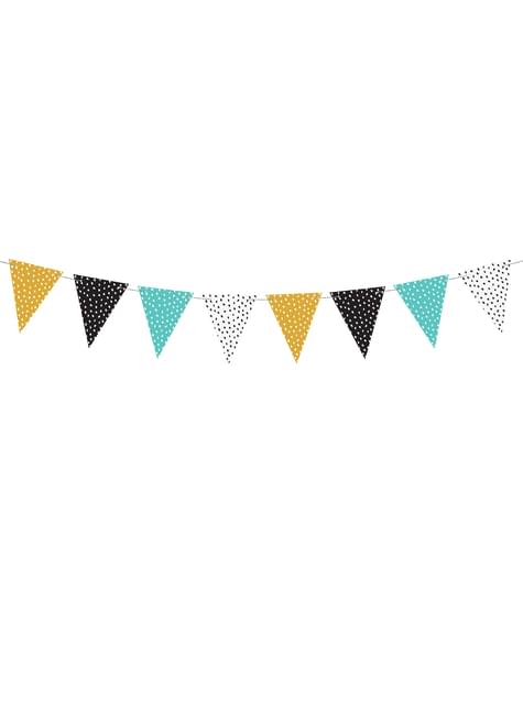 Banderín multicolor de lunares de papel - Dinosaur Party - Partydeco | Funidelia