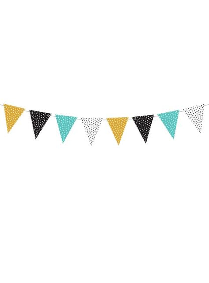 Banderín multicolor de lunares de papel - Dinosaur Party - Partydeco | Funidelia