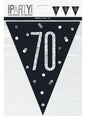 Banderines “70“ años negros - Black & Silver Glitz - Unique | Funidelia