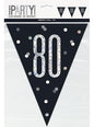 Banderines “80“ años negros - Black & Silver Glitz - Unique | Funidelia