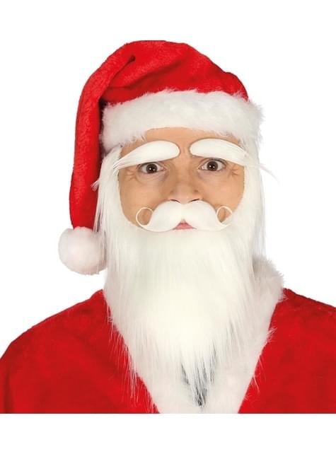 Barba, bigote y cejas de Papá Noel blanco para hombre