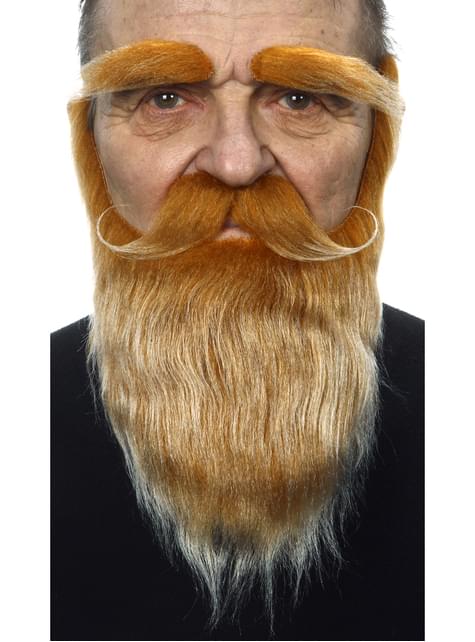 Barba, bigote y cejas pelirroja para adulto