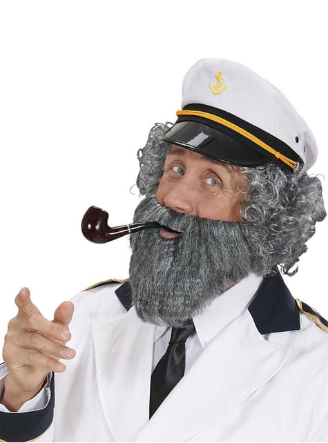 Barba con bigote gris de marinero para hombre - Widmann | Funidelia