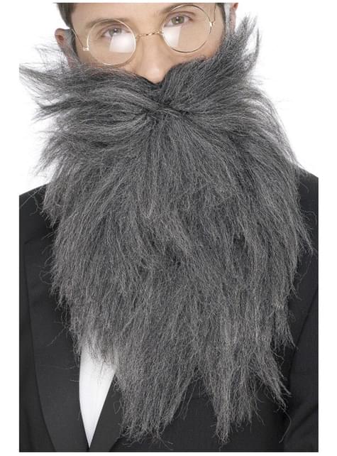 Barba larga y bigote gris