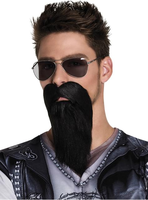 Barba morena de motero malote para adulto