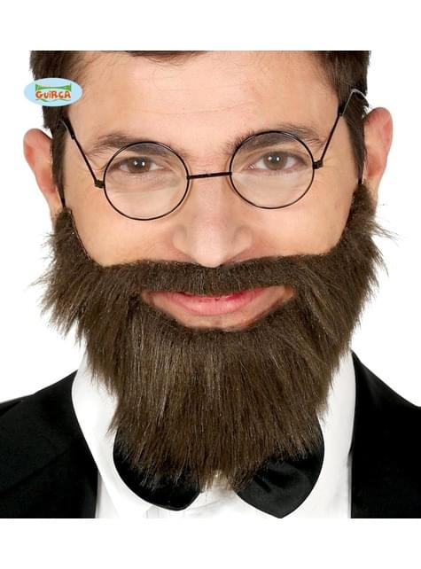 Barba y bigote castaños para hombre - Guirca | Funidelia
