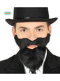 Barba y bigote negra adhesiva para hombre