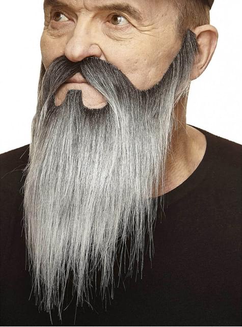 Bigote y barba larga desde la patilla gris