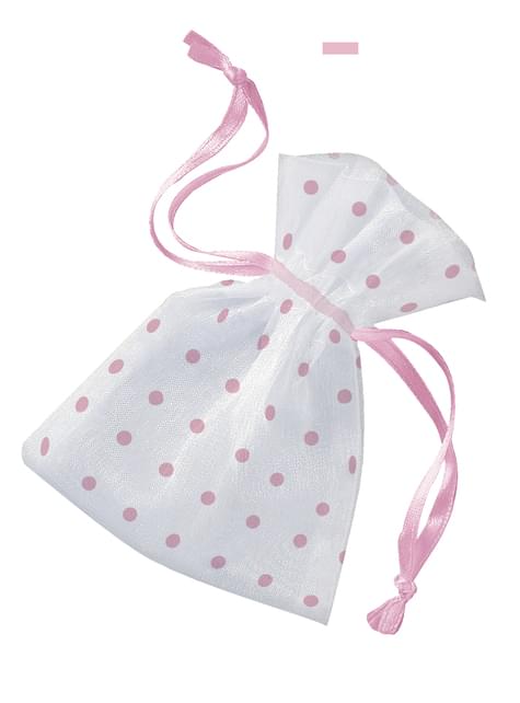 Bolsa blanca con topos rosas - Baby Shower - Unique | Funidelia