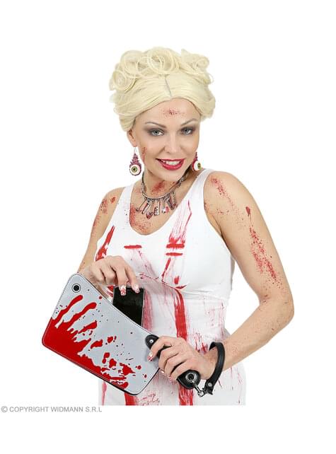 Bolso con forma de cuchillo ensangrentado