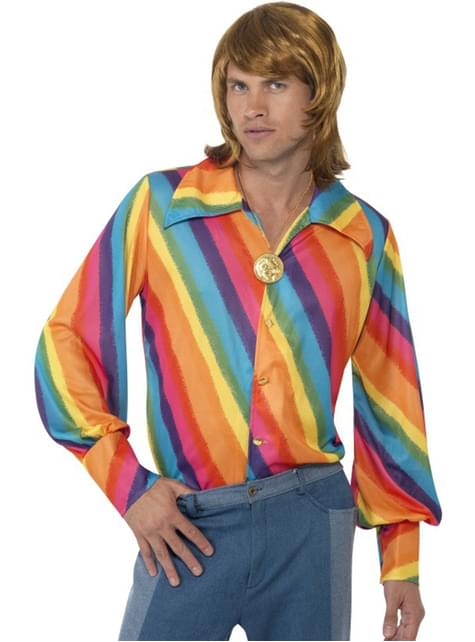 Camisa multicolor disco años 70 para hombre - Smiffys | Funidelia