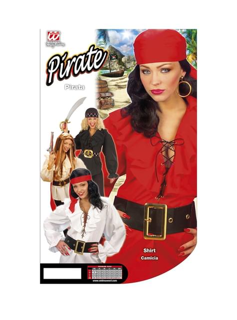 Camisa roja de pirata para mujer