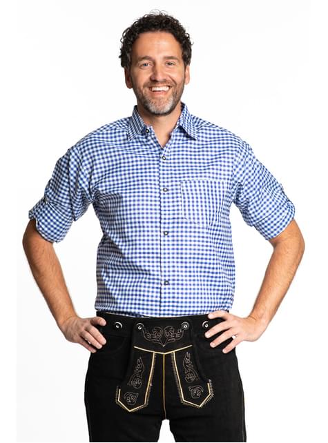 Camisa tirolesa azul para hombre - Partychimp | Funidelia