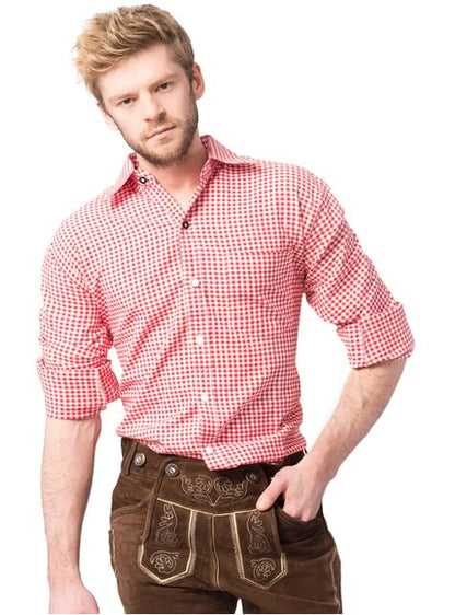 Camisa tirolesa roja para hombre - Partychimp | Funidelia