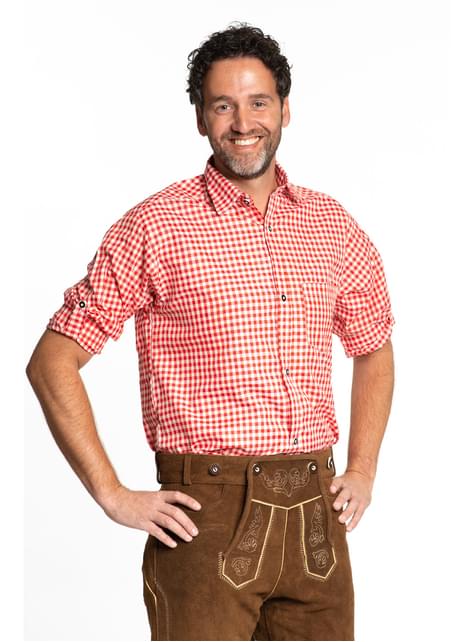 Camisa tirolesa roja para hombre - Partychimp | Funidelia