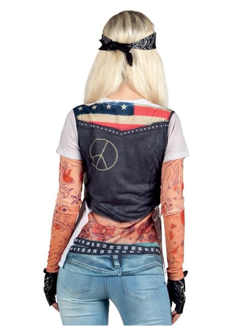 Camiseta de motera sexy para mujer