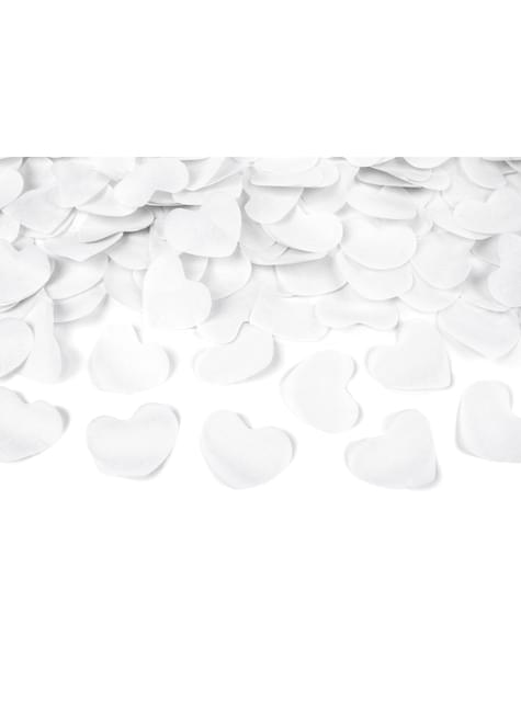 Cañón de confeti con corazones blancos de 60 cm
