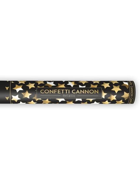 Cañón de confeti con estrellas doradas de 40 cm