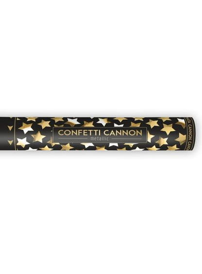 Cañón de confeti con estrellas doradas de 40 cm