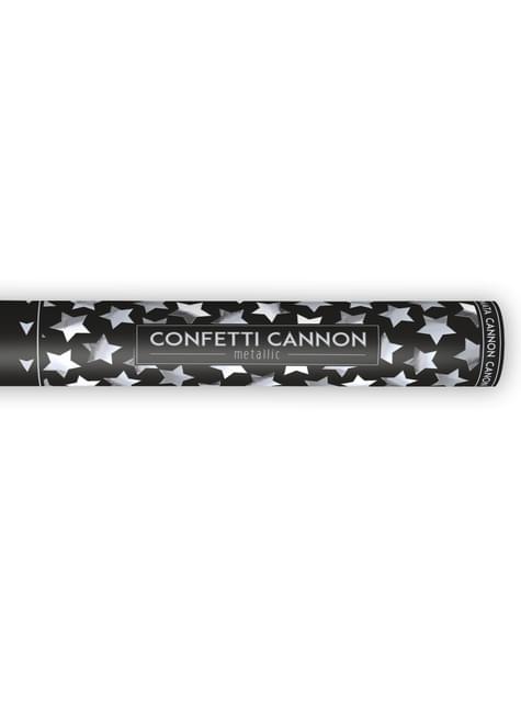 Cañón de confeti con estrellas plateadas de 40 cm - Partydeco | Funidelia