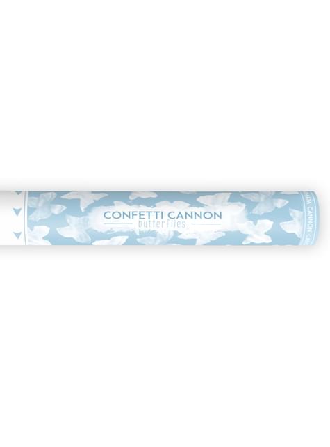 Cañón de confeti de mariposas blancas de 40 cm - Partydeco | Funidelia